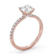 Round Diamond Hidden Halo Engagement Ring 18K Rose Gold Solitaire ...