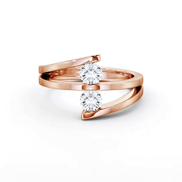 Two Stone Round Diamond Ring 18K Rose Gold - Mason AD1_RG_HAND