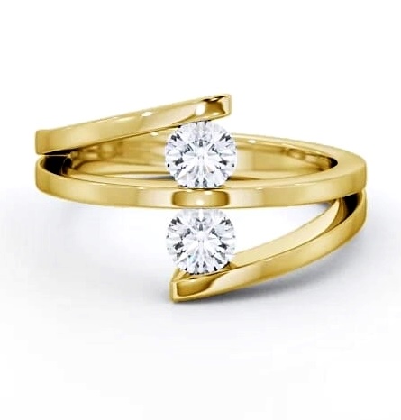 Two Stone Round Diamond Ring 18K Yellow Gold AD1_YG_THUMB1