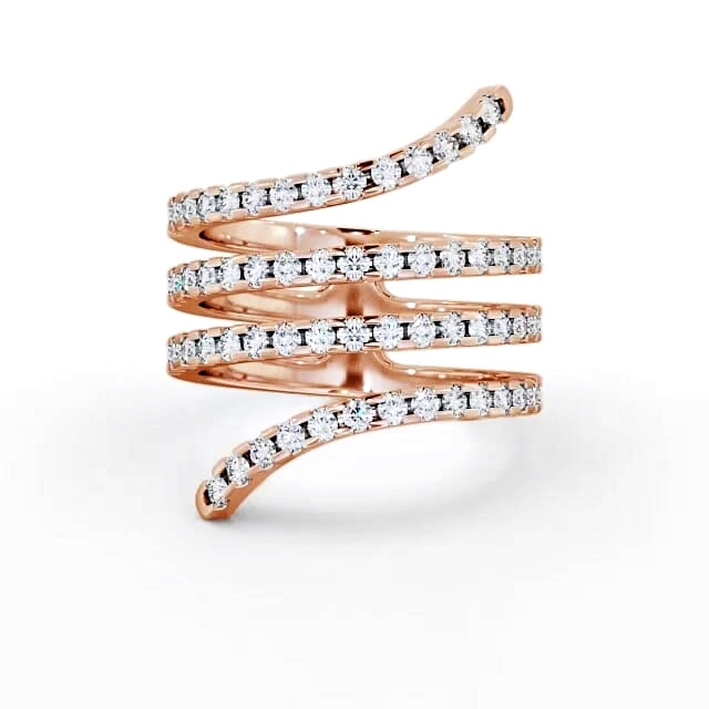 Spiral Round Diamond 0.95ct Cocktail Ring 18K Rose Gold - Alexia AD2_RG_HAND