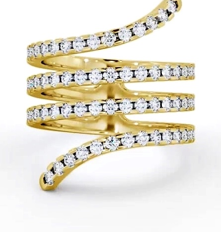 Spiral Round Diamond 0.95ct Cocktail Ring 18K Yellow Gold AD2_YG_THUMB1