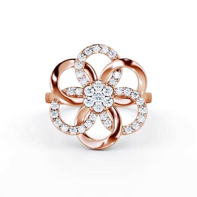 Floral Round Diamond 0.42ct Cocktail Ring 18K Rose Gold - Niara AD3_RG_HAND