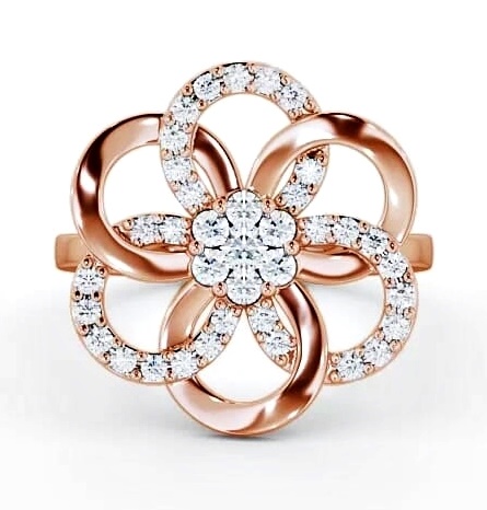 Floral Round Diamond 0.42ct Cocktail Ring 18K Rose Gold AD3_RG_THUMB2 