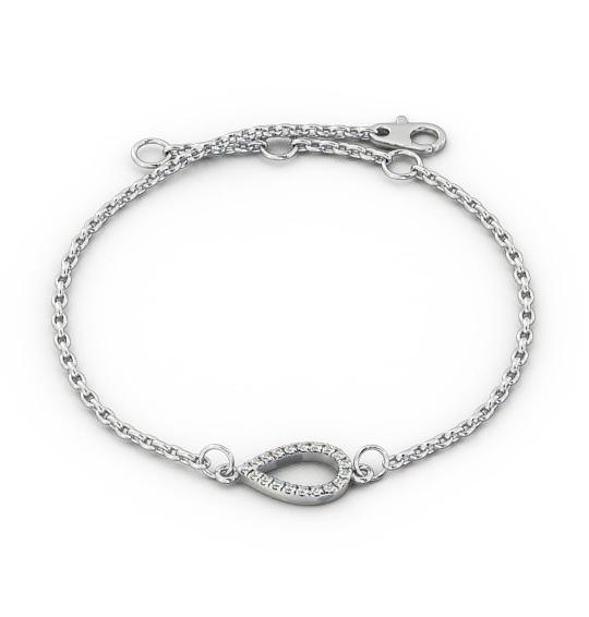 Pear Design Delicate Diamond Bracelet 9K White Gold BRC10_WG_THUMB2 