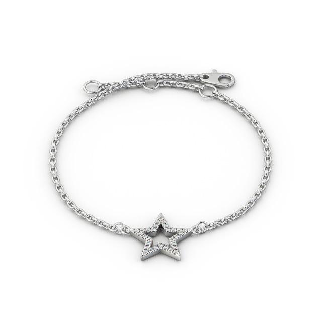 Star Design Delicate 0.18ct Diamond Bracelet 18K White Gold - Mikaela BRC11_WG_UP