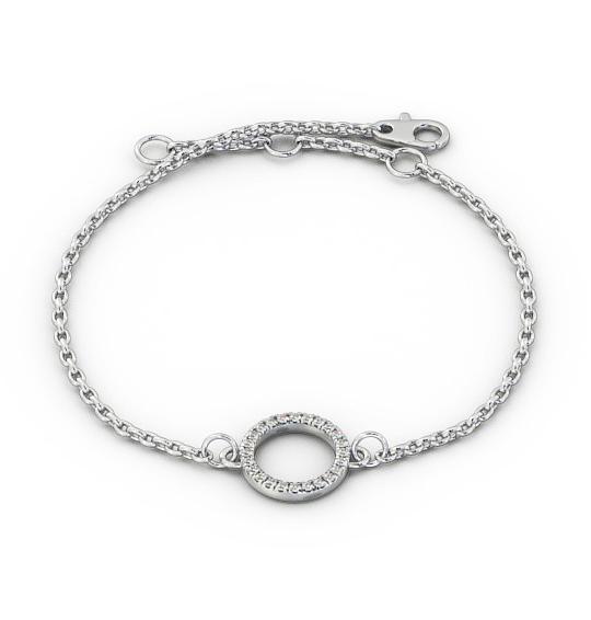 Circle Design Delicate Diamond Bracelet 9K White Gold BRC13_WG_THUMB2 