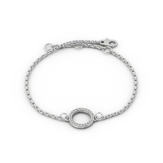Circle Design Delicate Diamond Bracelet 18K White Gold - Tilly BRC13_WG_UP