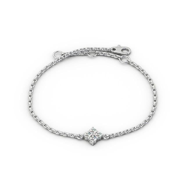 Cluster Style Delicate Diamond Bracelet 18K White Gold - Lina BRC14_WG_UP
