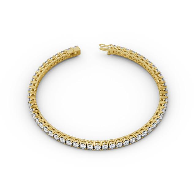 Tennis Bracelet Round Diamond Four Claw 18K Yellow Gold - Brisa BRC1_YG_UP