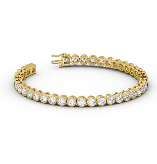 Tennis Bracelet Round Diamond Bezel 18K Yellow Gold BRC3_YG_THUMB1 