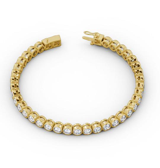 Tennis Bracelet Round Diamond Bezel 18K Yellow Gold BRC3_YG_THUMB1