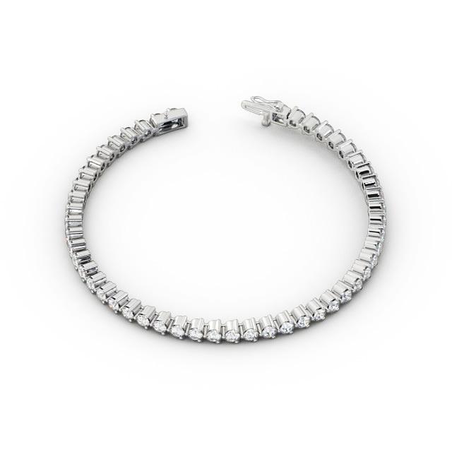 Tennis Bracelet Round Diamond Three Claw 18K White Gold - Sahar BRC4_WG_UP