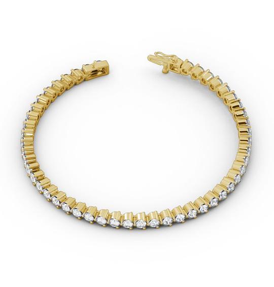 Tennis Bracelet Round Diamond Three Claw 18K Yellow Gold BRC4_YG_THUMB1