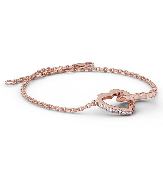 Heart Design Linked Delicate Diamond Bracelet 9K Rose Gold BRC5_RG_THUMB1 