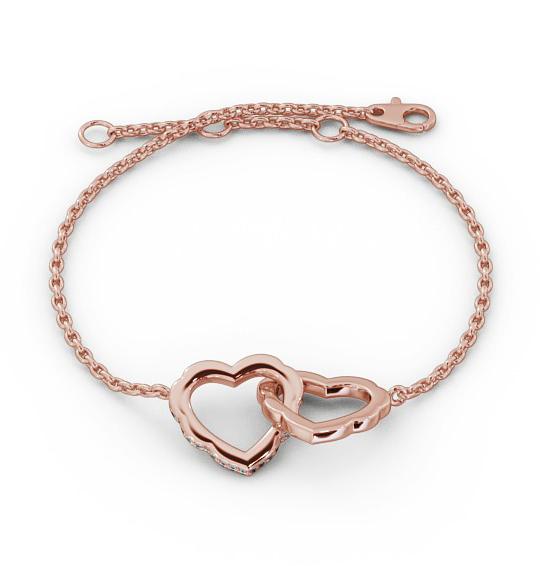 Heart Design Linked Delicate Diamond Bracelet 18K Rose Gold BRC5_RG_THUMB1