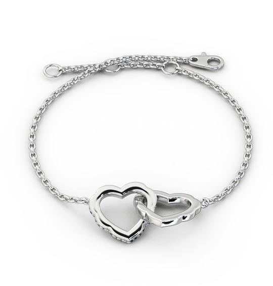 Heart Design Linked Delicate Diamond Bracelet 9K White Gold BRC5_WG_THUMB2 