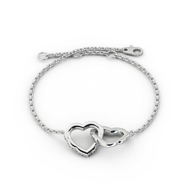 Heart Design Delicate Diamond Bracelet 18K White Gold - Ishani BRC5_WG_UP