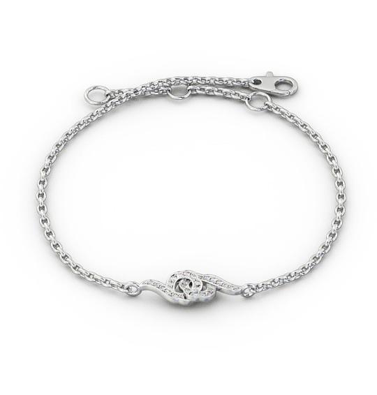Circle Design Delicate Swirling Diamond Bracelet 18K White Gold BRC6_WG_THUMB2 