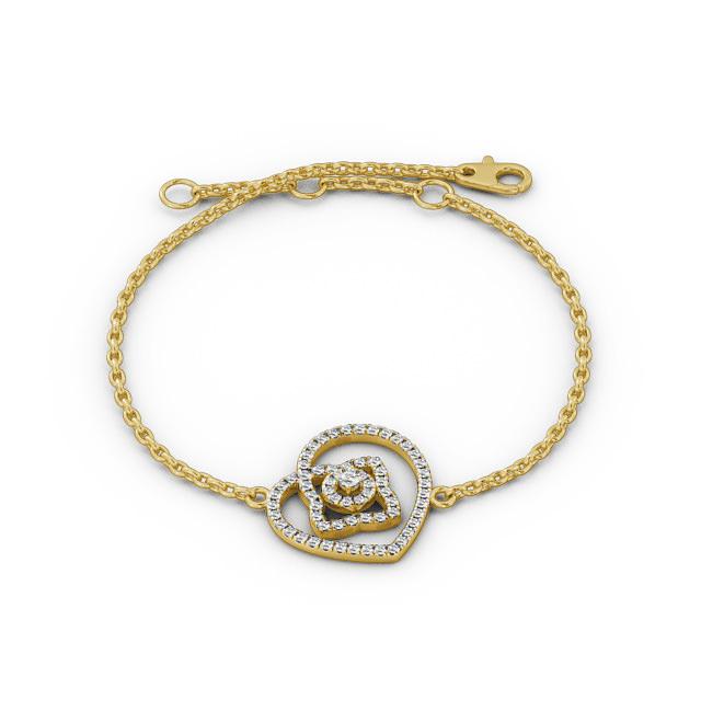 Heart Design Delicate 0.55ct Diamond Bracelet 9K Yellow Gold - Roselyn BRC8_YG_UP