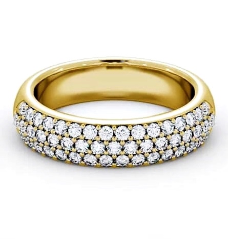 Pave Half Eternity Cluster Style Diamond Ring 9K Yellow Gold CL12_YG_THUMB1