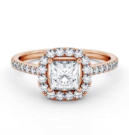 Halo Princess Diamond Dainty Engagement Ring 9K Rose Gold CL16_RG_THUMB1