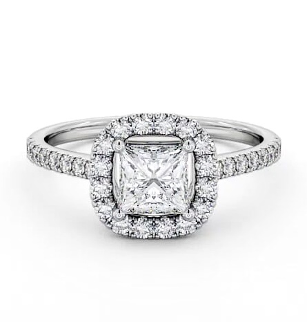 Halo Princess Diamond Dainty Engagement Ring 18K White Gold CL16_WG_THUMB2 