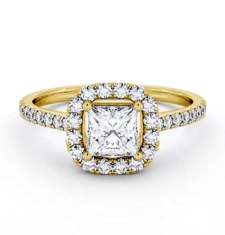 Halo Princess Diamond Dainty Engagement Ring 18K Yellow Gold CL16_YG_THUMB2 
