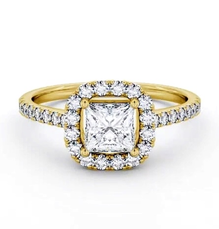 Halo Princess Diamond Dainty Engagement Ring 9K Yellow Gold CL16_YG_THUMB1