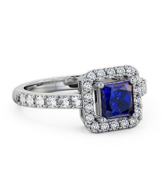 Halo Blue Sapphire and Diamond 1.17ct Ring 18K White Gold CL16GEM_WG_BS_THUMB1