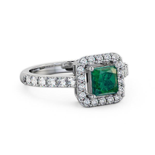 Halo Emerald and Diamond 1.02ct Ring 18K White Gold - Tierney CL16GEM_WG_EM_HAND