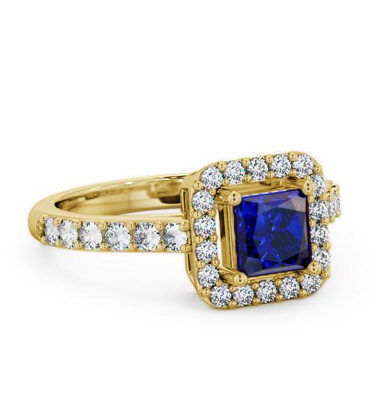 Halo Blue Sapphire and Diamond 1.17ct Ring 9K Yellow Gold CL16GEM_YG_BS_THUMB1