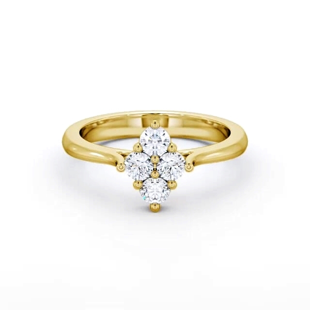 Cluster Round Diamond Ring 18K Yellow Gold - Nari CL17_YG_HAND