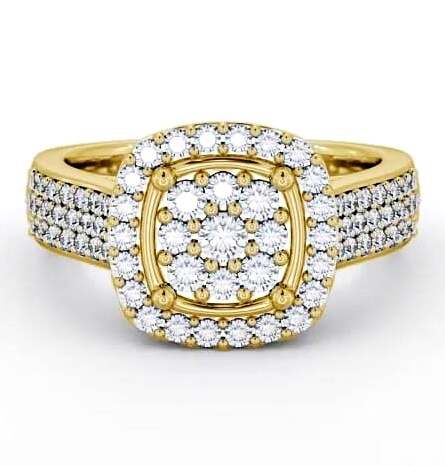 Cluster Diamond 0.75ct Glamorous Design Ring 18K Yellow Gold CL18_YG_THUMB1
