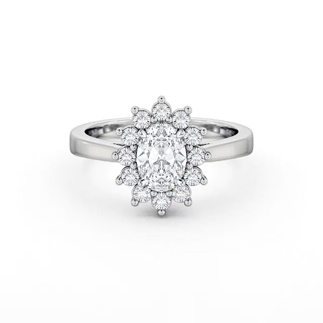 Cluster Oval Diamond Ring 18K White Gold - Sasha CL1_WG_HAND