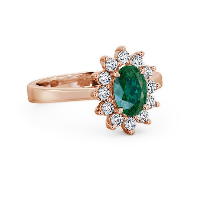 Cluster Emerald and Diamond 1.27ct Ring 9K Rose Gold - Jemima CL1GEM_RG_EM_HAND