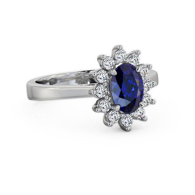 Cluster Blue Sapphire and Diamond 1.42ct Ring 18K White Gold - Jemima CL1GEM_WG_BS_HAND