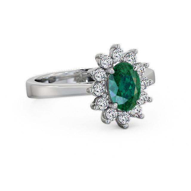 Cluster Emerald and Diamond 1.27ct Ring 18K White Gold - Jemima CL1GEM_WG_EM_HAND