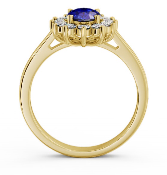 Cluster Blue Sapphire and Diamond 1.42ct Ring 9K Yellow Gold CL1GEM_YG_BS_THUMB1 