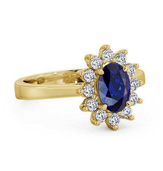 Cluster Blue Sapphire and Diamond 1.42ct Ring 9K Yellow Gold CL1GEM_YG_BS_THUMB1