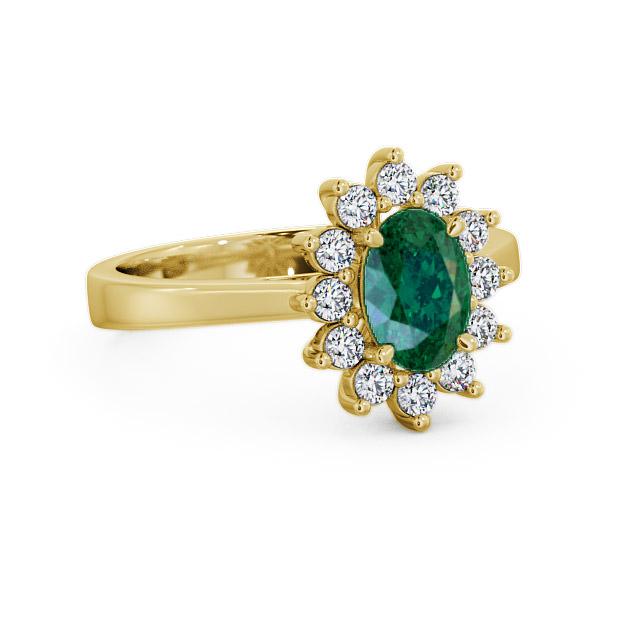 Cluster Emerald and Diamond 1.27ct Ring 9K Yellow Gold - Jemima CL1GEM_YG_EM_HAND