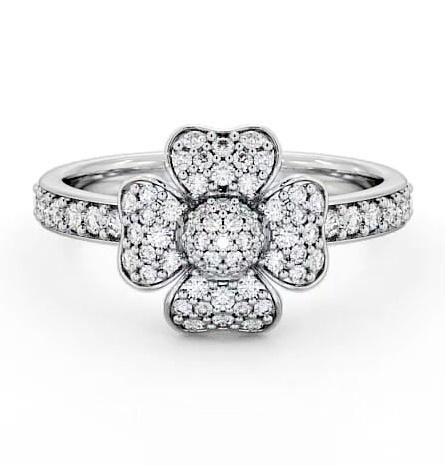 Cluster Round Diamond 0.45ct Floral Design Ring 18K White Gold CL20_WG_THUMB2 