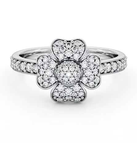 Cluster Round Diamond 0.45ct Floral Design Ring 9K White Gold CL20_WG_THUMB1