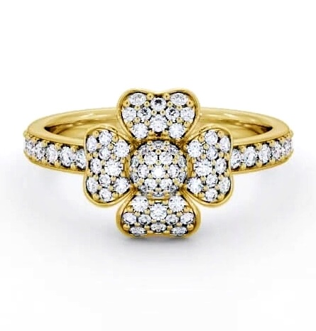 Cluster Round Diamond 0.45ct Floral Design Ring 18K Yellow Gold CL20_YG_THUMB1