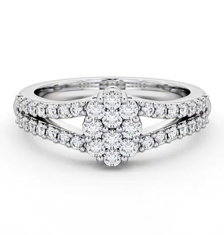 Cluster Diamond Unique Style Ring 9K White Gold CL22_WG_THUMB1