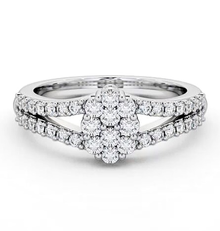 Cluster Diamond Unique Style Ring 9K White Gold CL22_WG_THUMB2 