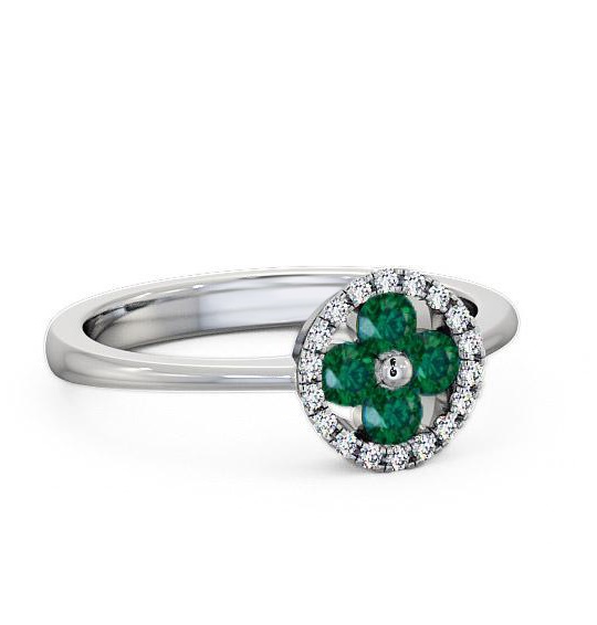 Cluster Emerald and Diamond 0.35ct Ring 18K White Gold CL23GEM_WG_EM_THUMB1