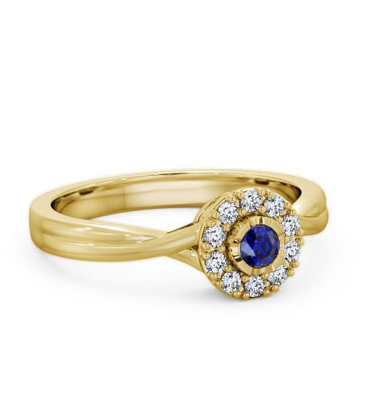 Halo Blue Sapphire and Diamond 0.30ct Ring 9K Yellow Gold CL25GEM_YG_BS_THUMB1