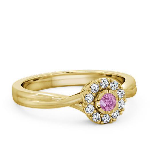Halo Pink Sapphire and Diamond 0.30ct Ring 9K Yellow Gold CL25GEM_YG_PS_THUMB1