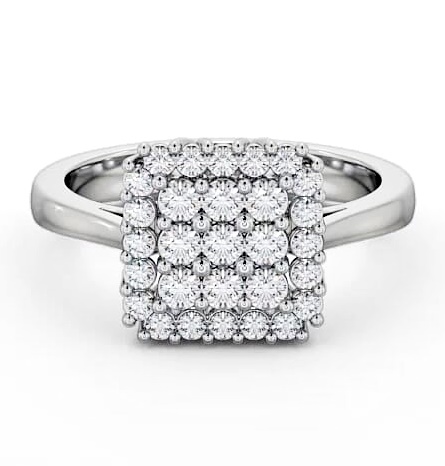 Cluster Round Diamond 0.47ct Square Design Ring Platinum CL26_WG_THUMB2 