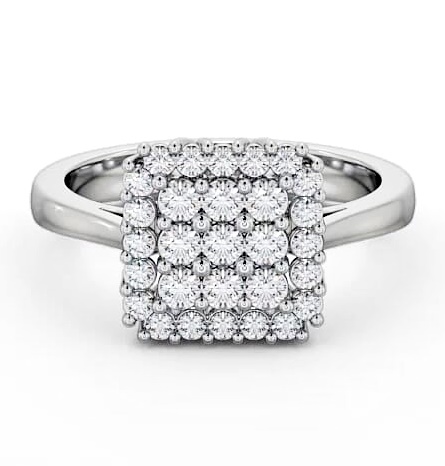 Cluster Round Diamond 0.50ct Square Design Ring 18K White Gold CL26_WG_THUMB2 